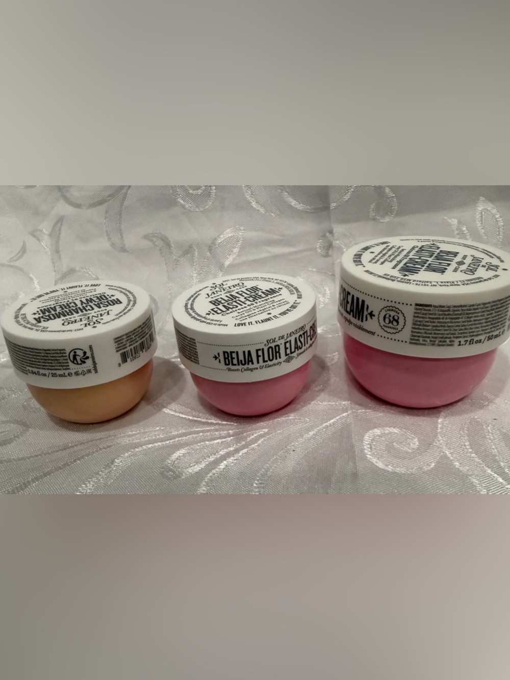 Sol de Janeiro 3 creams. 2 small 0.84 oz and 1.75 fl oz. Rosa & Beija Flor.New